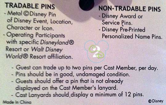 Disney: Cast Members Will Not Be Pin Trading