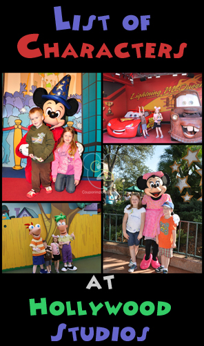 Characters in Hollywood Studios