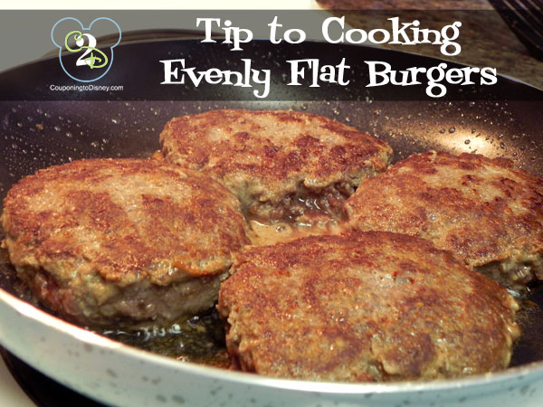 Tip to cooking evenly flat burgers