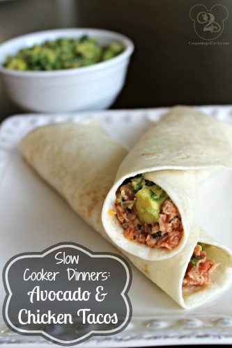 Slow Cooker Dinners Avocado and Chicken Tacos
