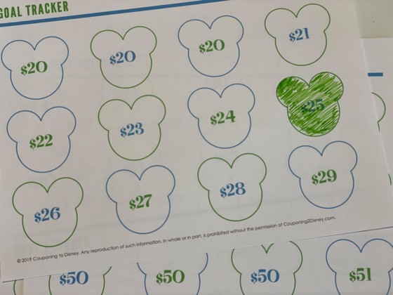 Printable Savings Tracker For WDW Vacations One Thousand Dollars