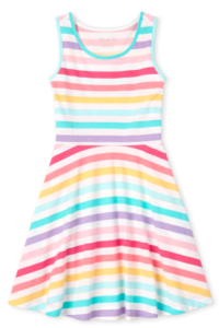 Girls Rainbow Striped Tank Dress
