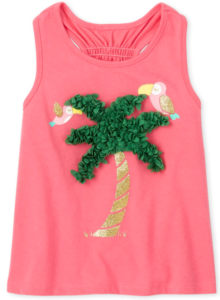 Baby And Toddler Girls Glitter Palm Tree Applique Racerback Tank Top