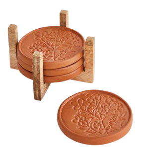 Floral Terracotta Coasters Set of 4