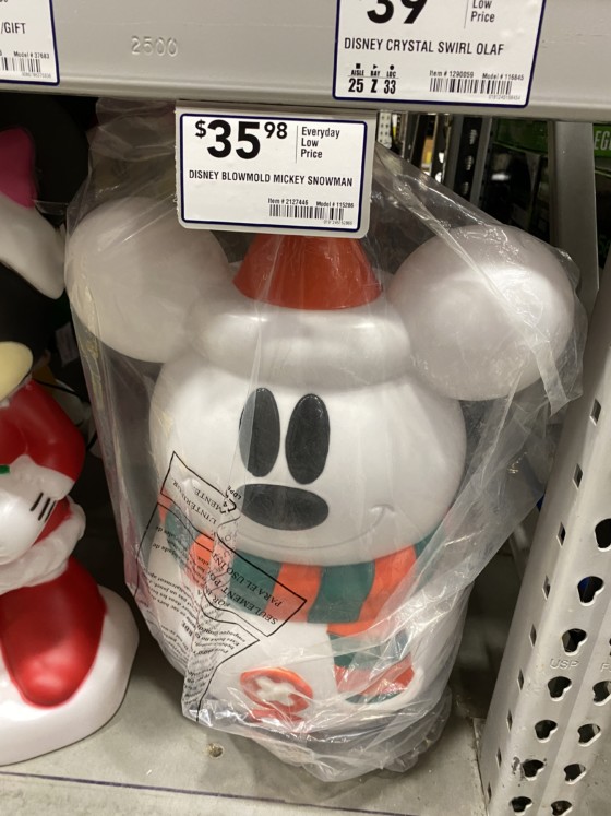 Disney Blowmold Mickey Snowman